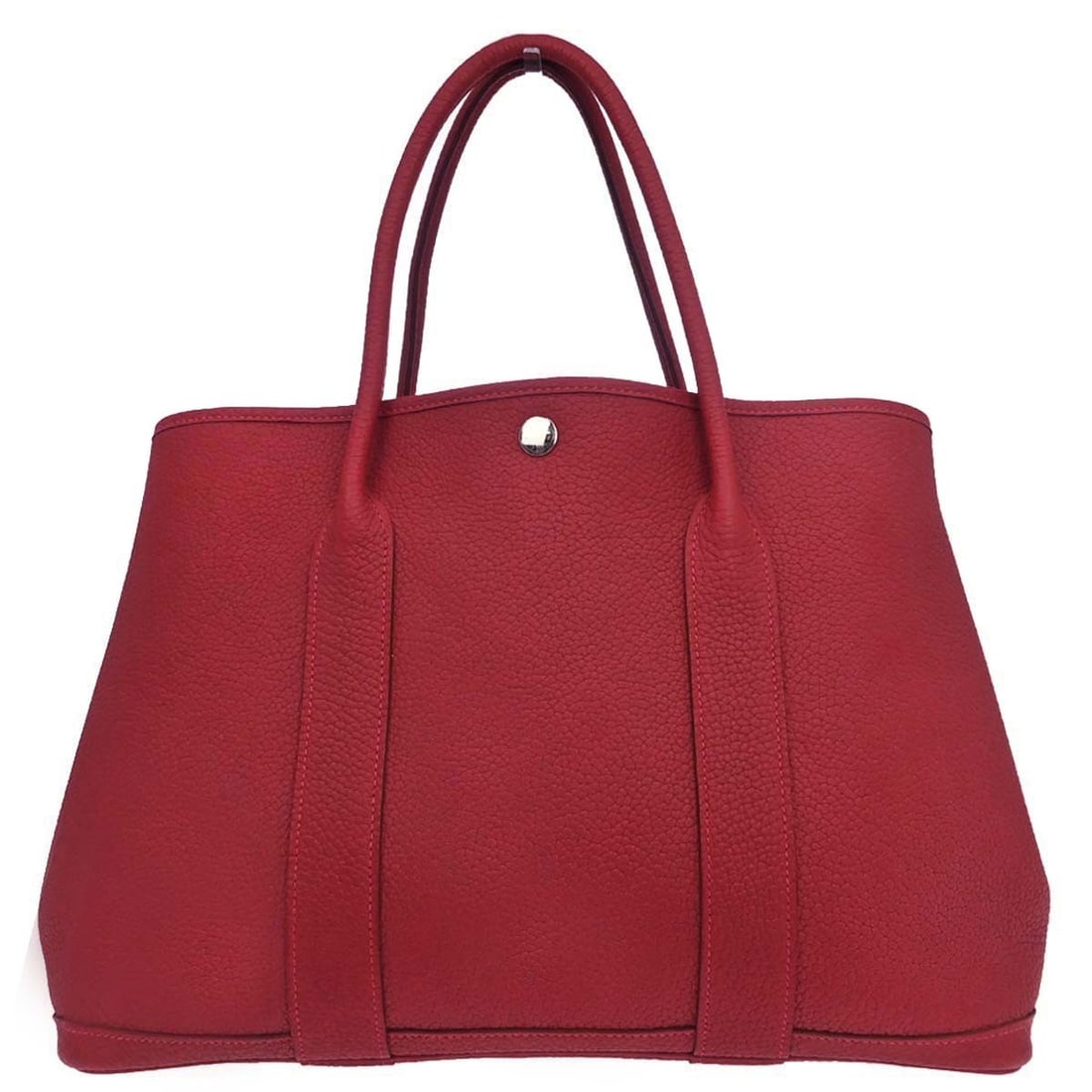 Hermes Garden Party 36 PM Negonda Leather Tote Rouge Grenade: Hermes Garden Party 36 PM Negonda Leather Tote Rouge Grenade Hermes Garden Party 36 PM tote handbag in Rouge Grenade Negonda leather. This women's tote features double handles, silver-color hardware, 