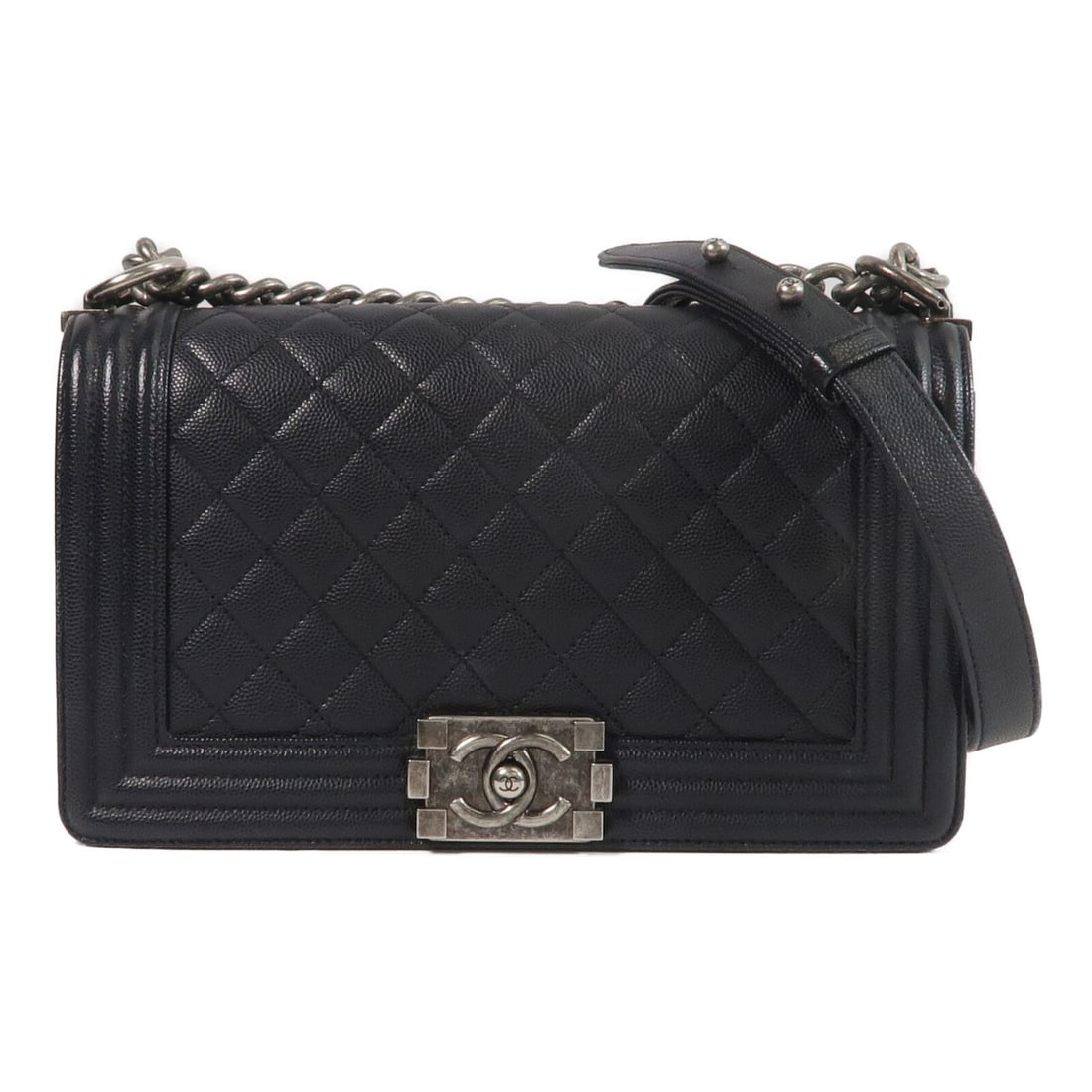 CHANEL Boy 25 A67086 Black Calfskin Chain Shoulder Bag (1 of 18)