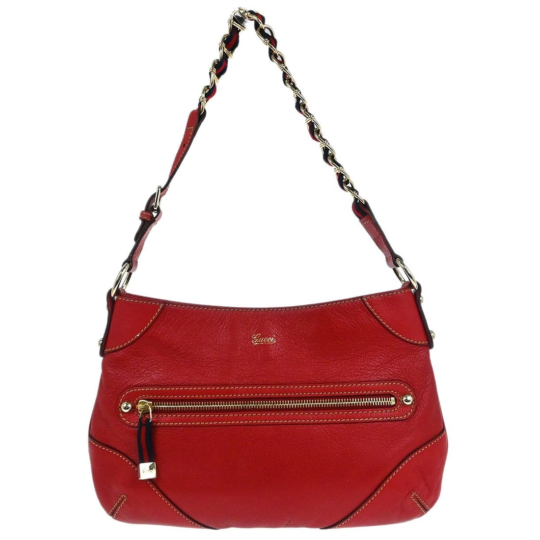 Vintage Gucci Medium Red Leather Handbag Made in Italy: Vintage Gucci Medium Red Leather Handbag Made in Italy Vintage Gucci women's handbag in red leather with a slim medium profile. The bag features one exterior zipper pocket and an interior with one zip