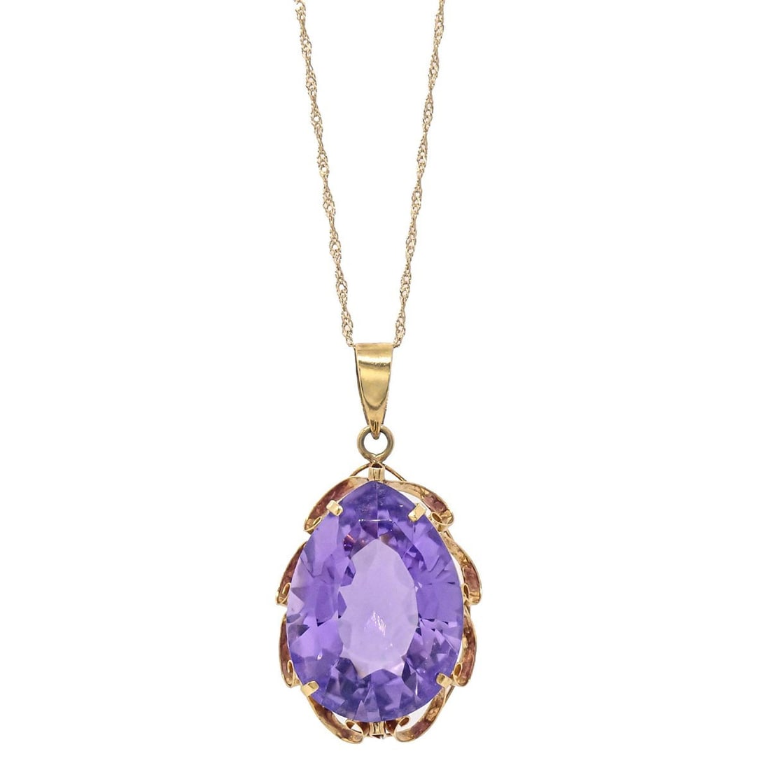 18K Yellow Gold Necklace with Amethyst Pendant No Brand (1 of 4)