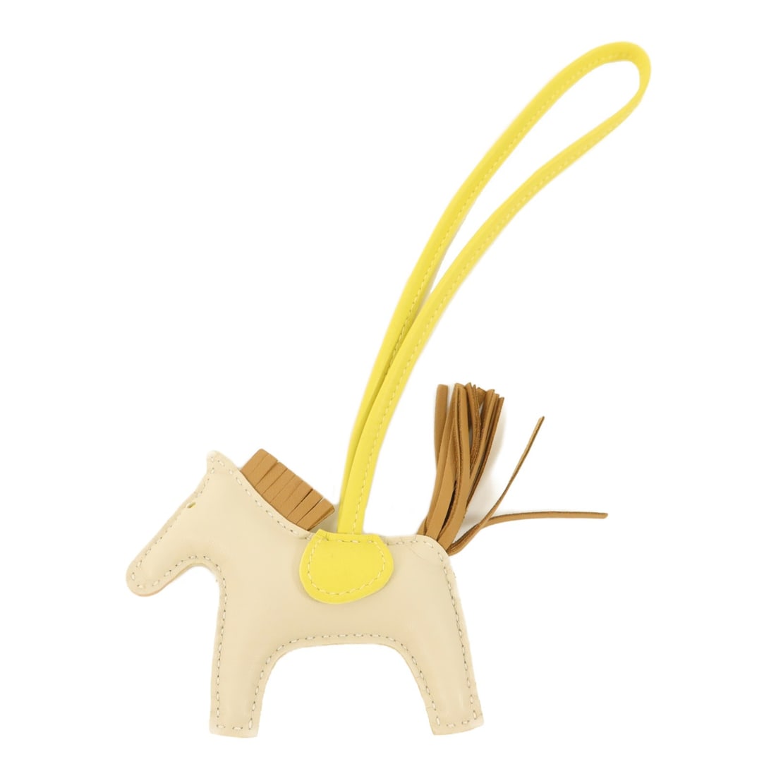 Hermes Rodeo PM Milo Lambskin Bag Charm Nata Lime Brown: Hermes Rodeo PM Milo Lambskin Bag Charm Nata Lime Brown Hermes Rodeo PM charm made from Milo lambskin (sheep leather) in Nata, Lime, and Brown. This women's charm is in pristine A+ condition and comes