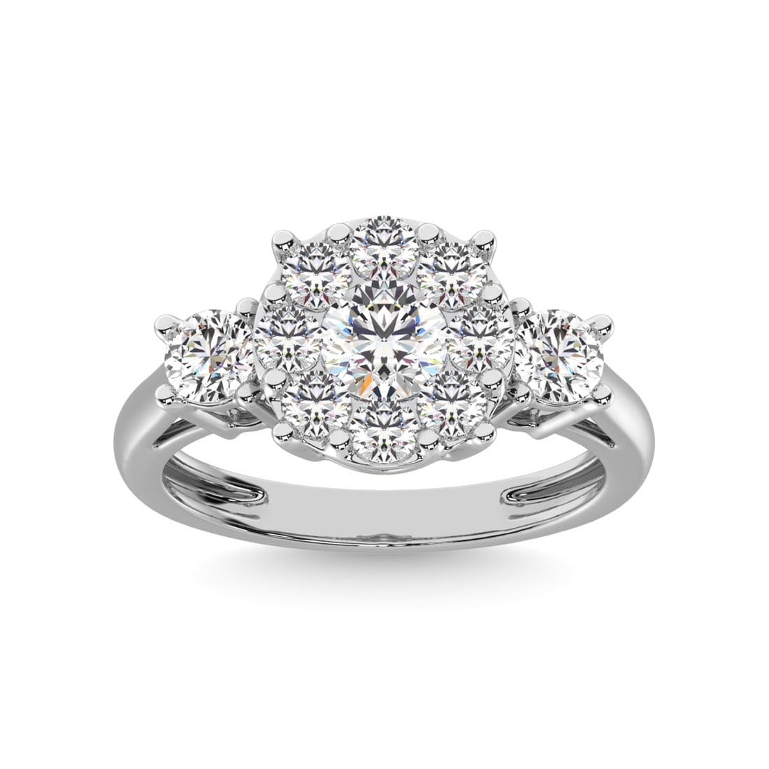 Diamond 2 Ct.tw Heart Three Stone Ring in 14K White Gold: Diamond 2 Ct.tw Heart Three Stone Ring in 14K White Gold 14k White Gold Stone Color: G-h Stone Clarity: Si2 Each ring is presented in standard size 6.5. Complimentary resizing is available between siz