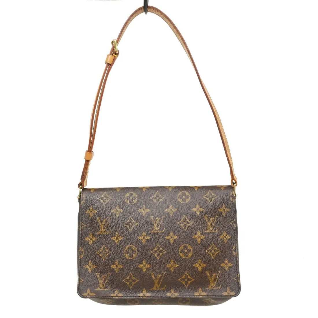 Louis Vuitton Musette Tango Brown Monogram Canvas Shoulder Bag: Louis Vuitton Musette Tango Brown Monogram Canvas Shoulder Bag Louis Vuitton Musette Tango in brown monogram canvas. This unisex shoulder bag is in good condition with visible wear. The exterior leath