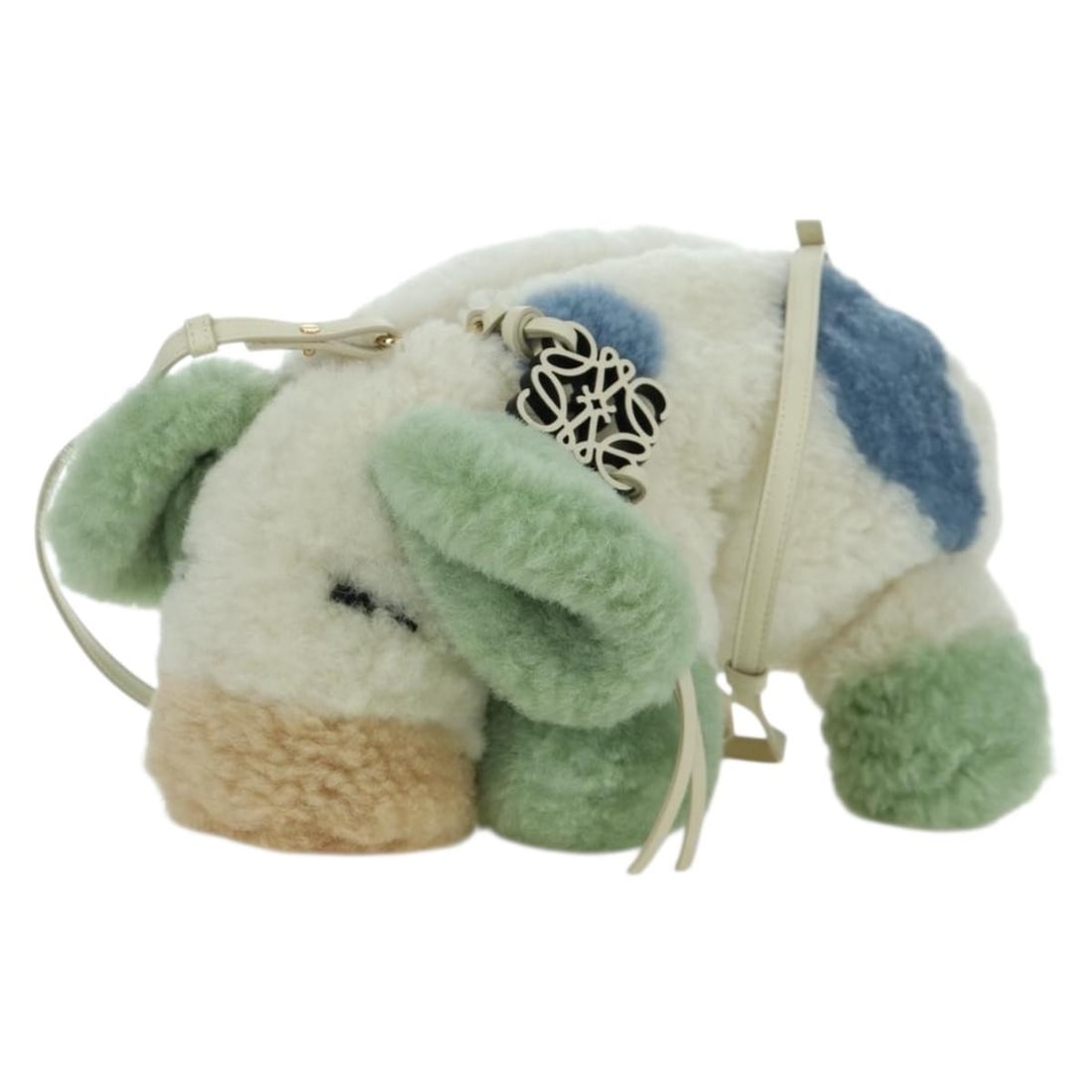 LOEWE Howl's Moving Castle White Gold Leather Shoulder Bag: LOEWE Howl's Moving Castle White Gold Leather Shoulder Bag This LOEWE x Studio Ghibli Howl's Moving Castle shoulder bag features a white and gold leather exterior and comes with a dust bag. It is made