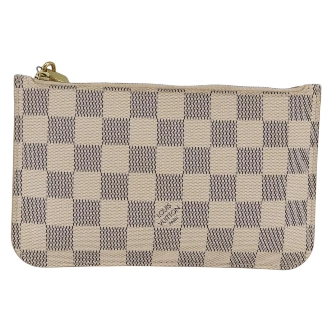 Neverfull Pochette Canvas Clutch by Louis Vuitton White France: Neverfull Pochette Canvas Clutch by Louis Vuitton White France This Louis Vuitton Neverfull Pochette is crafted from white canvas and designed for women. Made in France, the pouch features a compact s