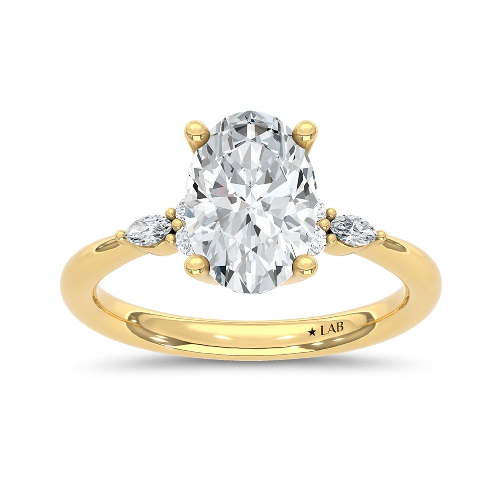 14K Yellow Gold Lab Grown Diamond 2 1/8 Ct.Tw. Engagement Ring (IGI Certified Center 2ct): 14K Yellow Gold Lab Grown Diamond 2 1/8 Ct.Tw. Engagement Ring (IGI Certified Center 2ct) 14k Yellow Gold Stone Color: D-f Stone Clarity: Vs Each ring is presented in standard size 6.5. Complimentary 