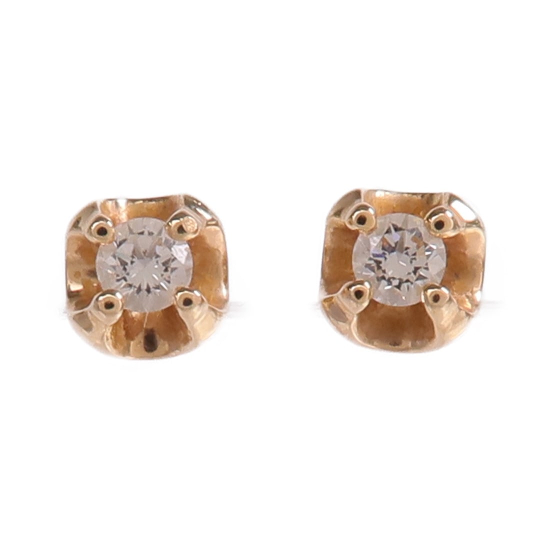 Pierced Diamond Earrings in 18K Yellow Gold for Women: Pierced Diamond Earrings in 18K Yellow Gold for Women Pierced earrings in K18 yellow gold with diamond accents. The earrings are described as clear in color and are intended for women. Made in Hong Ko