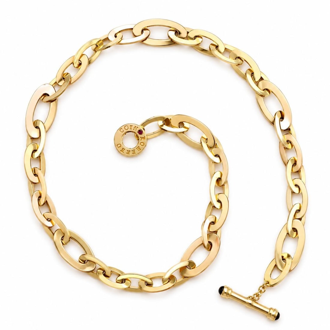Roberto Coin 18k Rose Gold Paperclip Toggle Necklace: Roberto Coin 18k Rose Gold Paperclip Toggle Necklace This Roberto Coin necklace features a chic paperclip chain design crafted from solid 18k rose gold. The necklace is fitted with a toggle clasp ador