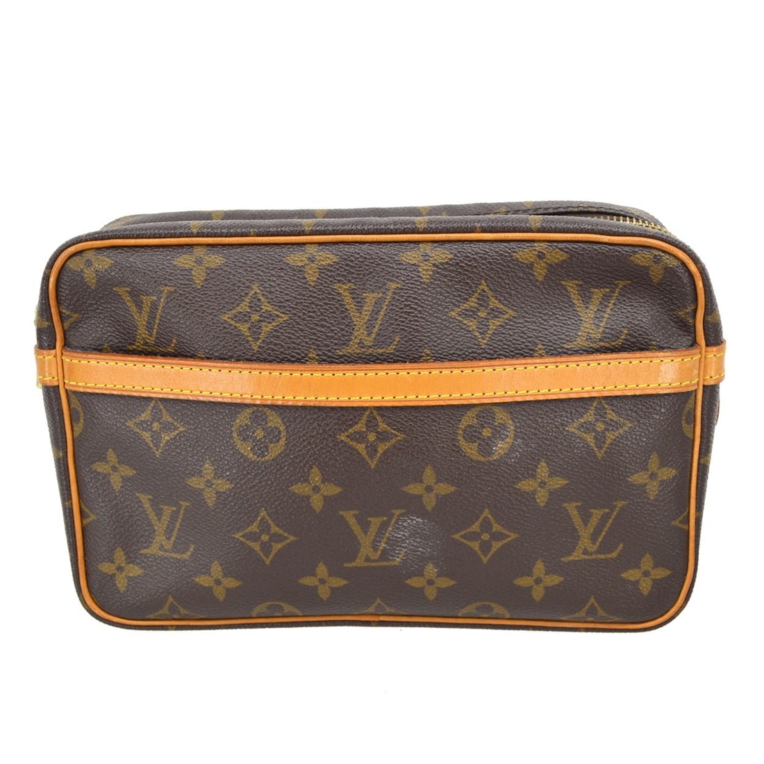 Louis Vuitton Compiegne 23 Monogram Canvas Clutch Handbag M51847: Louis Vuitton Compiegne 23 Monogram Canvas Clutch Handbag M51847 Louis Vuitton Compiegne 23 clutch handbag in Monogram canvas and leather, made in France. It has a zip closure, brown exterior and lini
