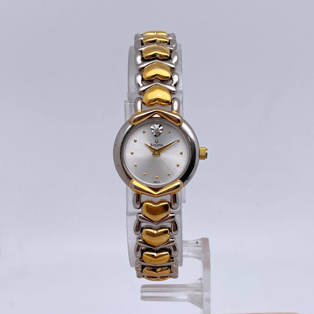 Ladies Quartz Wristwatch Two Tone Steel Silver Face Model 98P11 (1 of 5)