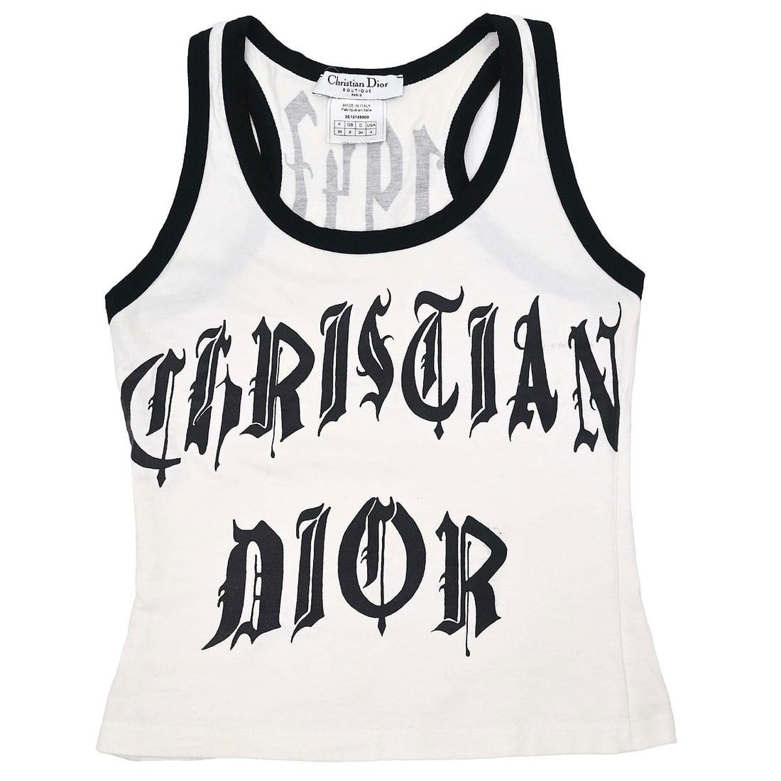 Dior Logo Tank Top White Cotton Womens FR 36 Sleeveless (1 of 15)