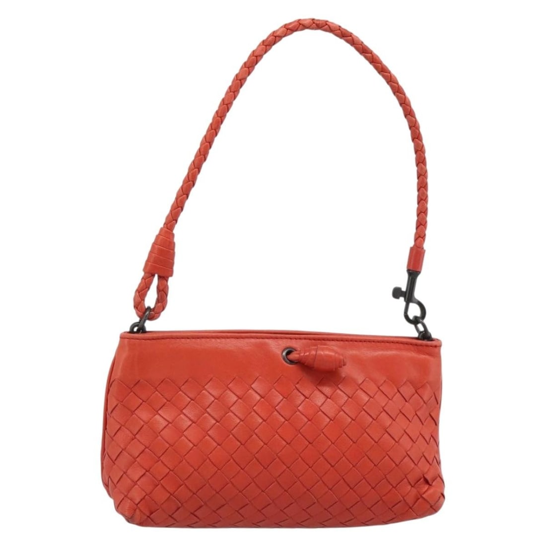 Bottega Veneta Intrecciato Red Leather Handbag Style 120773: Bottega Veneta Intrecciato Red Leather Handbag Style 120773 This Bottega Veneta Intrecciato hand bag is crafted in red leather and made in Italy. It features the brand's Intrecciato style and comes wi