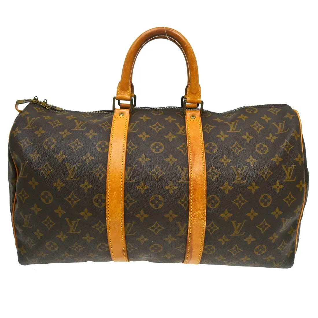 Louis Vuitton Keepall Brown Monogram Canvas Travel Bag: Louis Vuitton Keepall Brown Monogram Canvas Travel Bag Louis Vuitton Keepall in brown monogram canvas. This unisex bag is made in France and is presented in fair condition, with visible scuffs, scratc