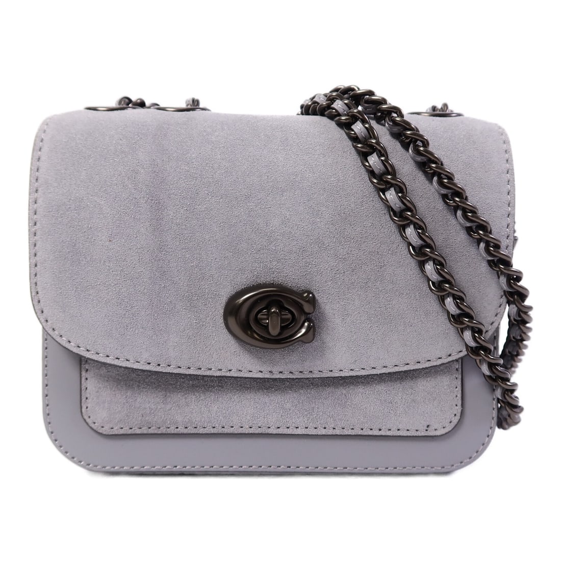 COACH Gray Suede Shoulder Bag with Chain Strap (1 of 14)