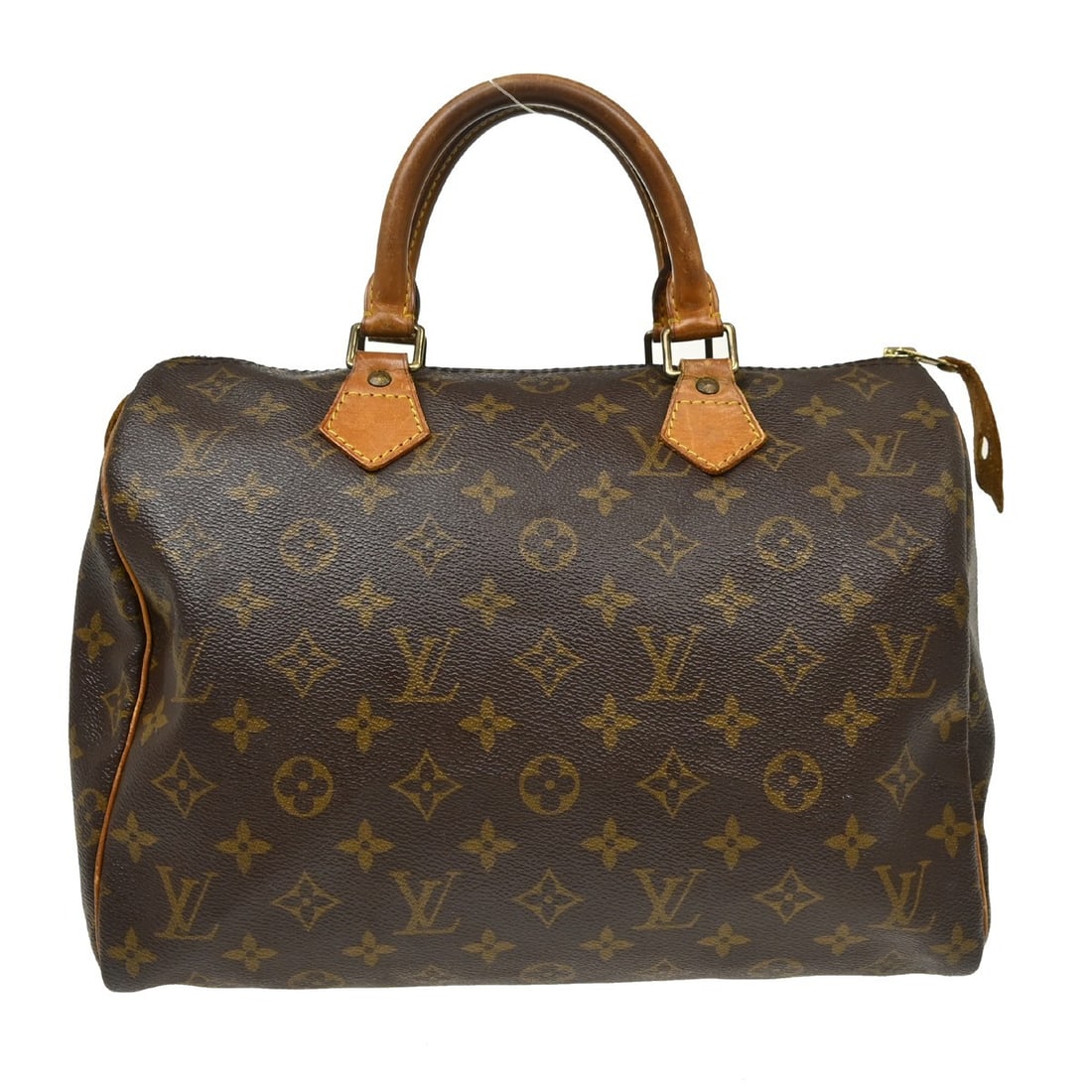 Louis Vuitton Speedy 30 Monogram Canvas Satchel M41526 France: Louis Vuitton Speedy 30 Monogram Canvas Satchel M41526 France Vintage Louis Vuitton Speedy 30 handbag in brown Monogram canvas with leather double handles and a zip closure. This satchel/top handle ba