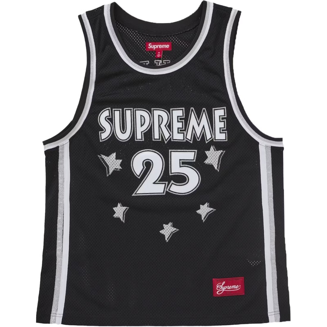 Supreme All Star XL Black Mesh Jersey: Supreme All Star XL Black Mesh Jersey This Supreme All Star Black Basketball Jersey is offered in un-used and unworn condition. It features a classic basketball jersey design and is available in an ex
