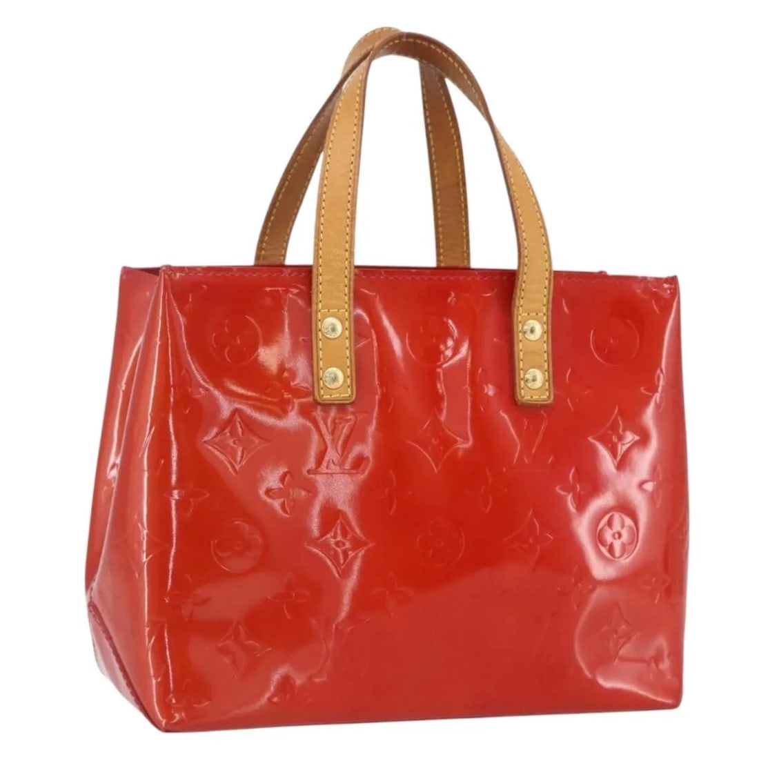 Louis Vuitton Reade Red Monogram Vernis Patent Leather Handbag: Louis Vuitton Reade Red Monogram Vernis Patent Leather Handbag This Louis Vuitton Reade Handbag in Monogram Vernis is crafted from red patent leather and is designed for women. The bag is pre-owned an
