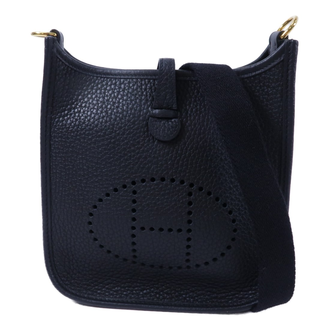 Hermes Evelyne TPM Taurillon Clemence Shoulder Bag Noir GHW: Hermes Evelyne TPM Taurillon Clemence Shoulder Bag Noir GHW Hermes Evelyne TPM shoulder bag in Noir black, made from Taurillon Clemence leather and calfskin (cowhide). It features a shoulder strap and