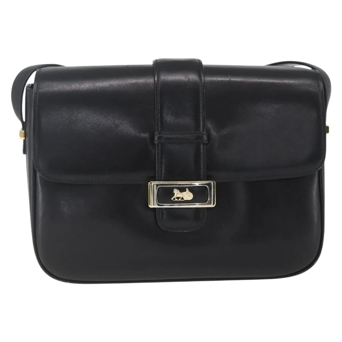 Celine Horse Carriage black leather shoulder bag Italy: Celine Horse Carriage black leather shoulder bag Italy This Celine Horse Carriage Shoulder Bag is crafted from black leather and features a classic design with metal fittings. Made in Italy, the bag i