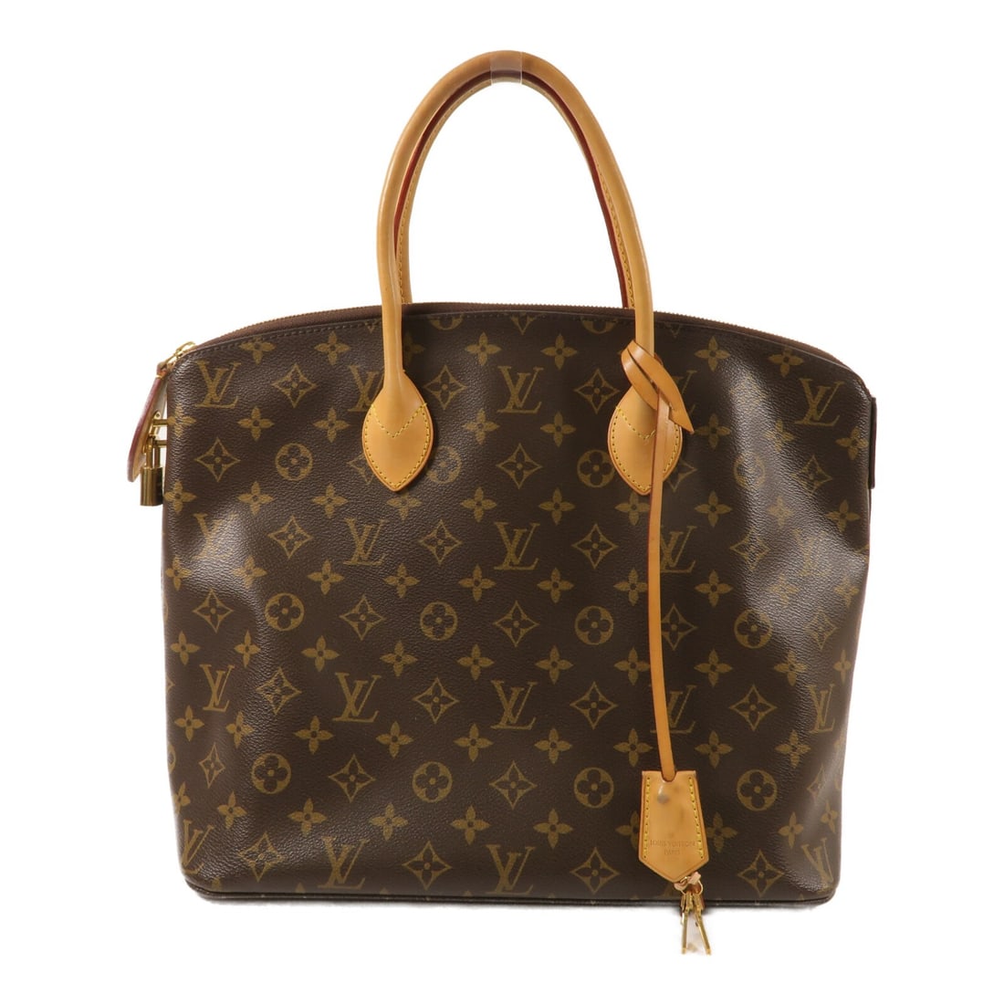 Louis Vuitton Lockit MM Monogram Tote M40606 Brown: Louis Vuitton Lockit MM Monogram Tote M40606 Brown Louis Vuitton Lockit MM tote bag in brown Monogram and PVC coated canvas. It features a top handle, a fastener closure, an inside zip pocket, and two