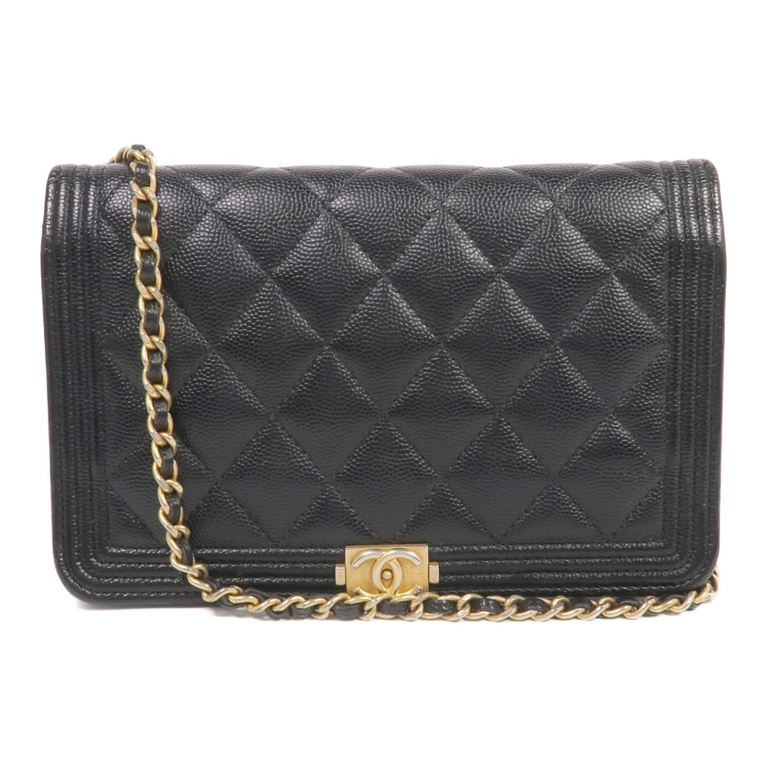 CHANEL WOC CC Shoulder Bag Black Calfskin Leather GHW: CHANEL WOC CC Shoulder Bag Black Calfskin Leather GHW CHANEL Wallet On Chain shoulder bag in black calfskin (cowhide) leather. This WOC features a black frame color, a shoulder bag style, and a chain 