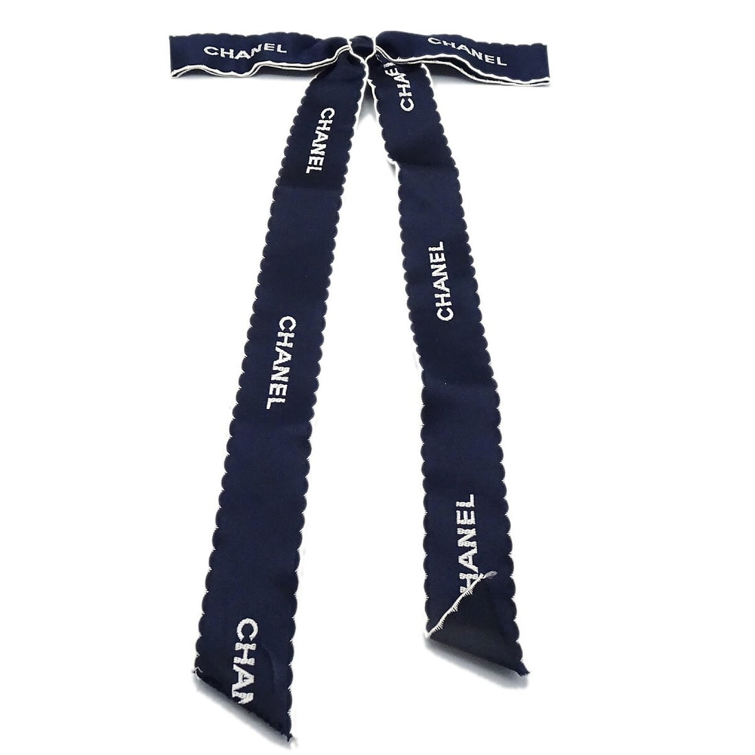 Chanel Satin Ribbon Bow Corsage Brooch Dark Navy White (1 of 5)