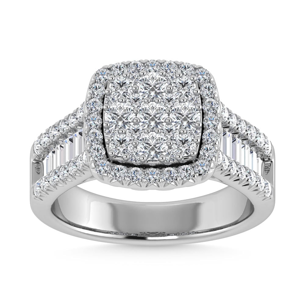 Diamond 2 Ct.Tw. Round and Tapper Engagement Ring in 14K White Gold: Diamond 2 Ct.Tw. Round and Tapper Engagement Ring in 14K White Gold 14k White Gold Stone Color: G-h Stone Clarity: Si1 Each ring is presented in standard size 6.5. Complimentary resizing is available 