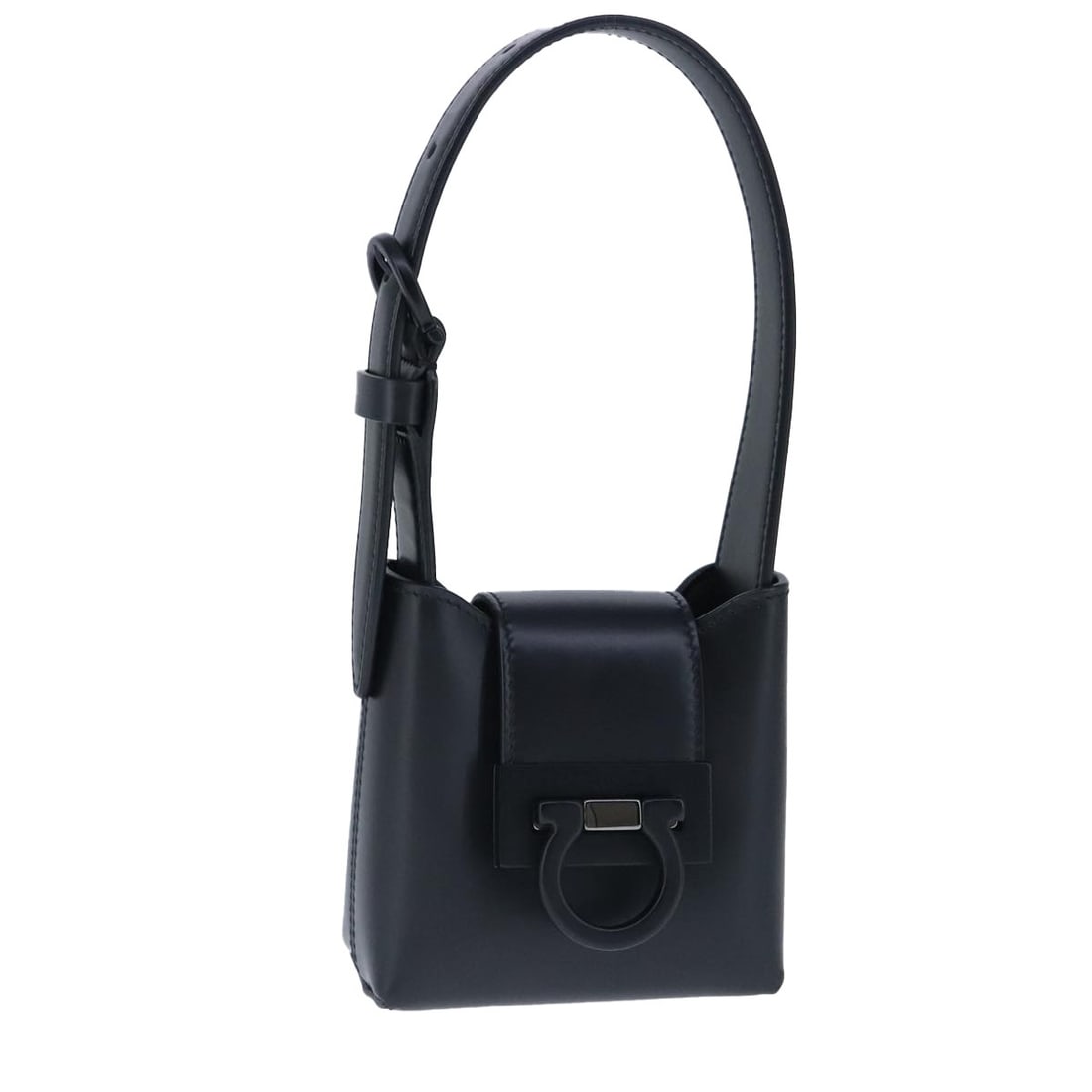 Salvatore Ferragamo Gancini Black Leather Handbag with Dust Bag (1 of 18)