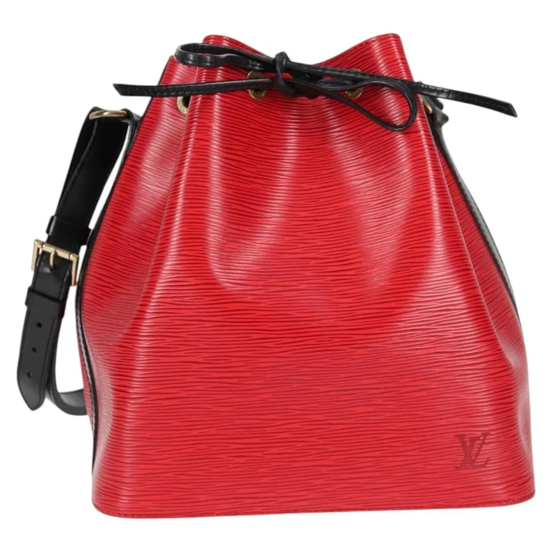 Louis Vuitton Red Epi Leather Petit Noe Bicolor Shoulder Bag: Louis Vuitton Red Epi Leather Petit Noe Bicolor Shoulder Bag The Louis Vuitton Bicolor Petit Noe Handbag is crafted from red Epi leather and designed for women. This handbag features a structured silh