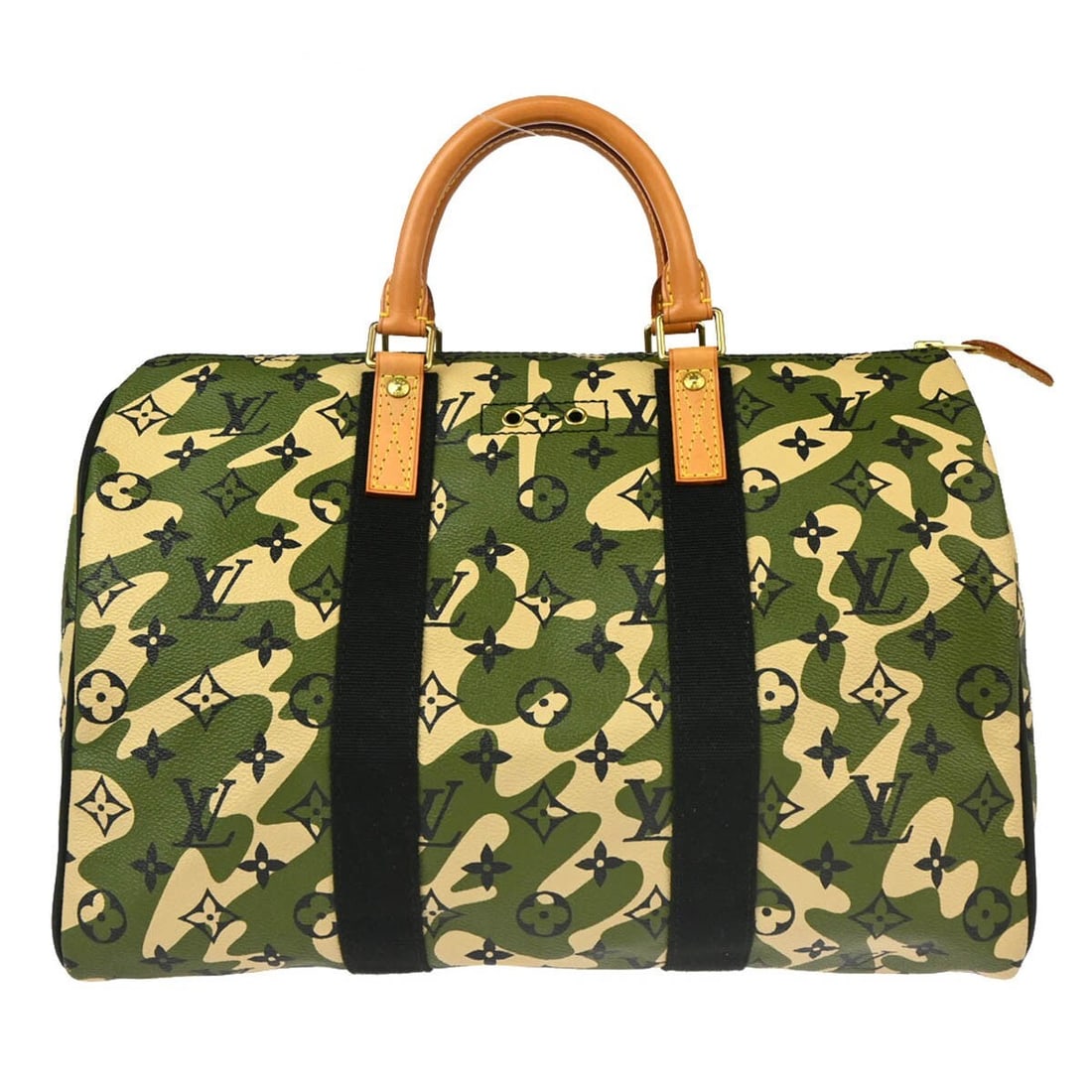 Louis Vuitton Speedy 35 Monogramouflage Canvas Satchel M95773: Louis Vuitton Speedy 35 Monogramouflage Canvas Satchel M95773 Louis Vuitton Speedy 35 handbag in green, beige, and black Monogramouflage canvas with leather trim. This women's medium handbag features 
