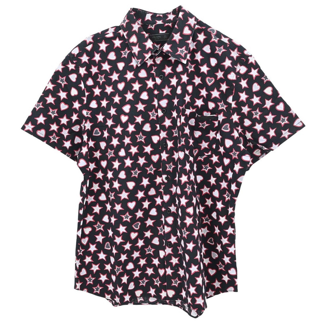 Prada ACU1 2015 3931 Womens Black Cotton Blend Collared Blouse EU 44 (1 of 15)