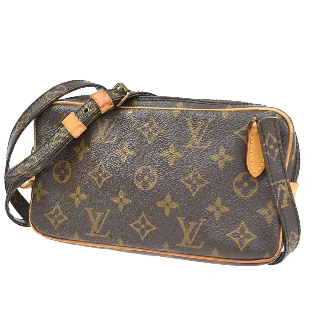 Louis Vuitton Pochette Marly Bandouliere Brown Leather Bag: Louis Vuitton Pochette Marly Bandouliere Brown Leather Bag This Louis Vuitton Pochette Marly Bandouliere Bag features the iconic monogram canvas and is crafted from leather in a brown color. Designed 