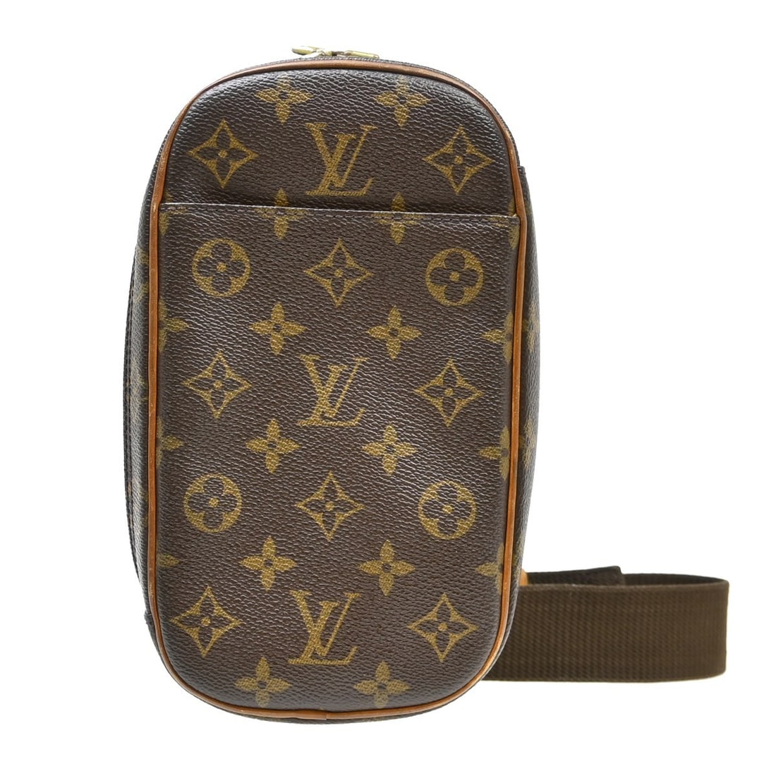 Louis Vuitton Pochette Gange Monogram Canvas Bum Bag M51870: Louis Vuitton Pochette Gange Monogram Canvas Bum Bag M51870 Vintage Louis Vuitton Pochette Gange bum bag in brown Monogram canvas with leather trim and a zip closure. This small women's bag features a
