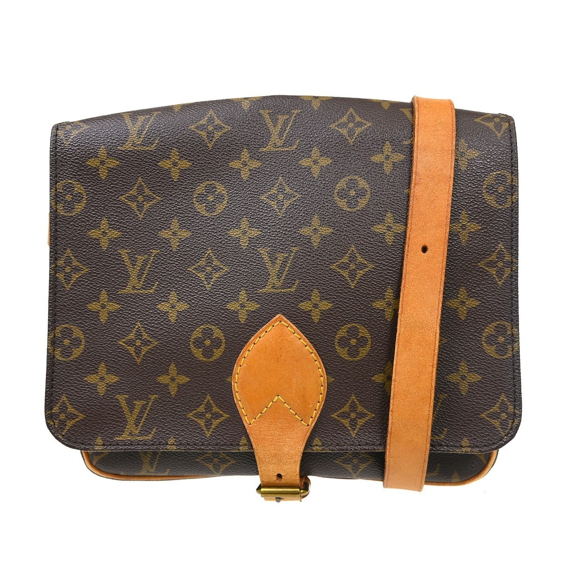 Louis Vuitton Cartouchiere GM Monogram Canvas Crossbody Bag M51252: Louis Vuitton Cartouchiere GM Monogram Canvas Crossbody Bag M51252 Vintage Louis Vuitton Cartouchiere GM shoulder bag in brown Monogram canvas with leather trim and an adjustable crossbody strap. The 
