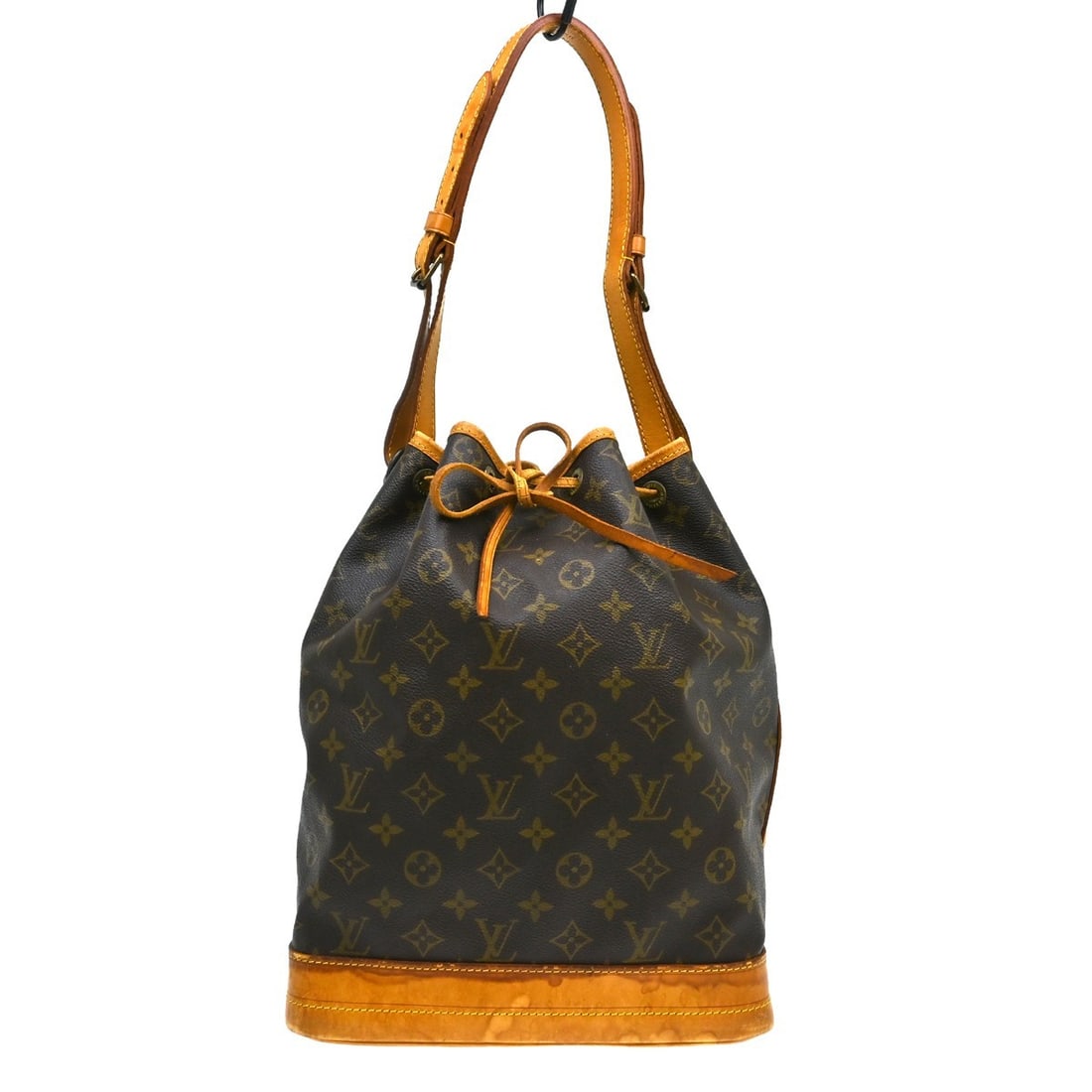 Louis Vuitton Noe Monogram Canvas Shoulder Bag Drawstring M42224: Louis Vuitton Noe Monogram Canvas Shoulder Bag Drawstring M42224 Vintage Louis Vuitton Noe shoulder bag in brown Monogram canvas with leather trim and a drawstring closure. This unisex bag features an