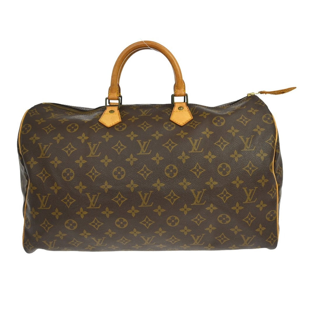 Louis Vuitton Speedy 40 Monogram Canvas Duffle Handbag M41522: Louis Vuitton Speedy 40 Monogram Canvas Duffle Handbag M41522 Vintage Louis Vuitton Speedy 40 handbag in brown Monogram canvas with leather trim and double handles. This large duffle-style bag feature
