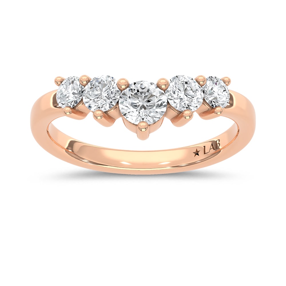 14K Rose Gold Lab Grown Diamond 3/4 Ct.Tw. Chevron Band: 14K Rose Gold Lab Grown Diamond 3/4 Ct.Tw. Chevron Band Add a modern twist to your jewelry collection with this 14K Rose gold chevron band, featuring 3/4 carat total weight of lab-grown diamonds. Its 