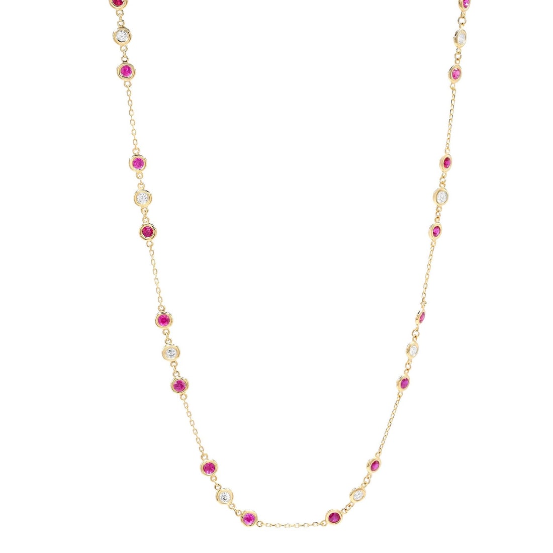 Rachel Koen 14K Yellow Gold Ruby Diamond Necklace 18 inches (1 of 3)