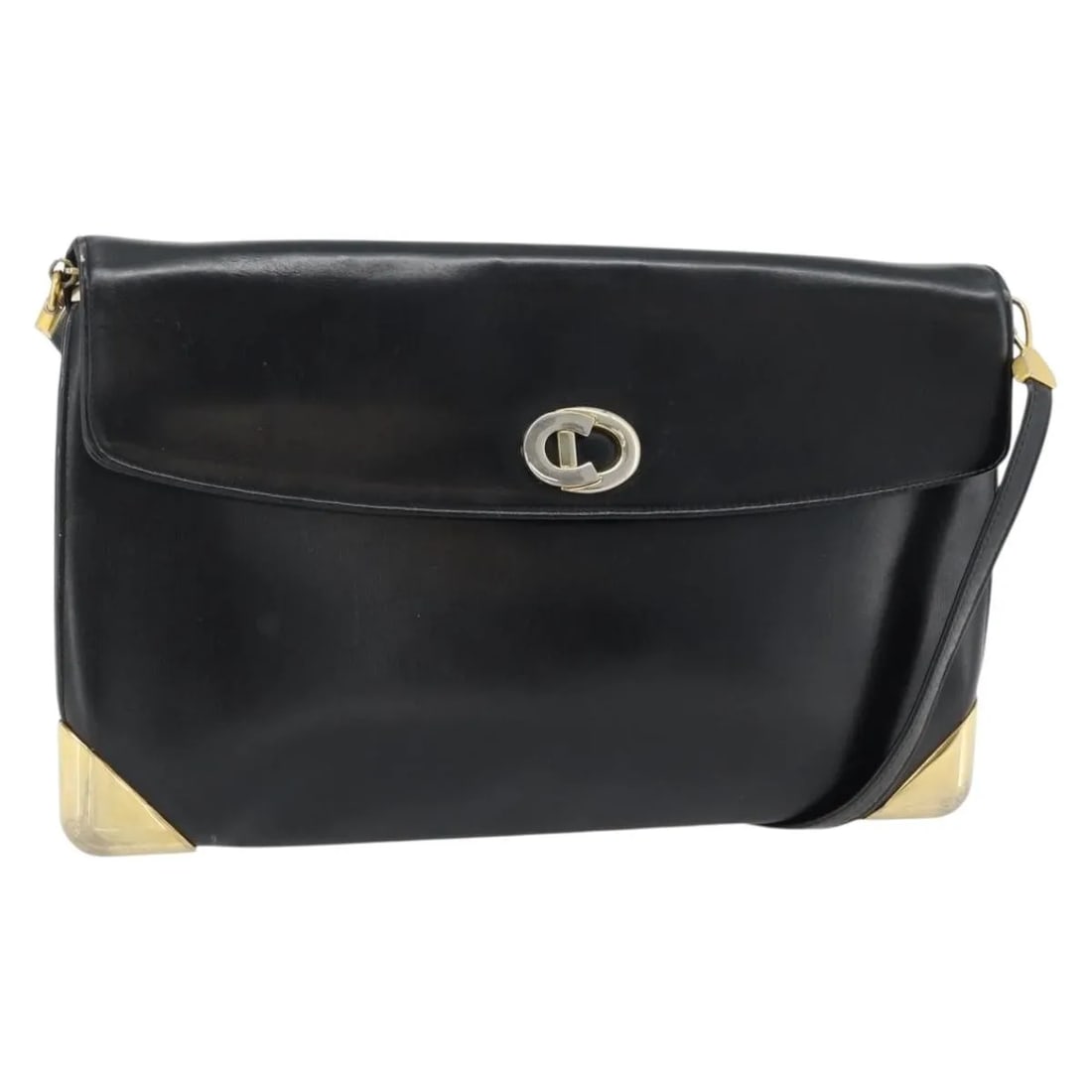 Christian Dior CD Leather Shoulder Bag Black: Christian Dior CD Leather Shoulder Bag Black Christian Dior CD shoulder bag in black leather. Made in France, this women's bag is presented in fair condition with visible wear from use, including shap