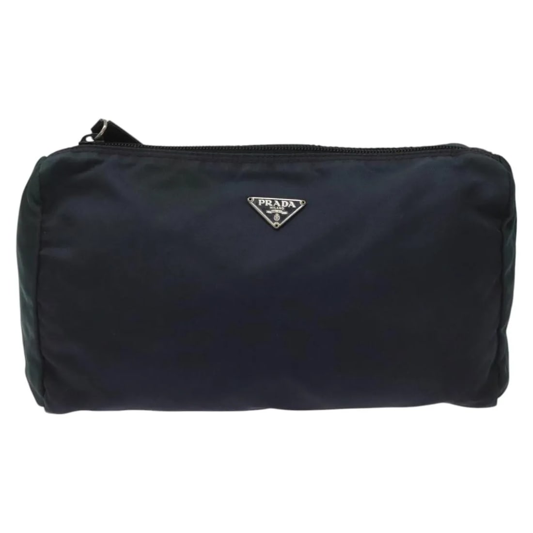 Prada Vintage Pouch Navy Nylon Unisex Made in Italy: Prada Vintage Pouch Navy Nylon Unisex Made in Italy This Prada Vintage Pouch features a classic design in navy nylon, suitable for unisex use. Made in Italy, the pouch shows signs of rubbing, staining