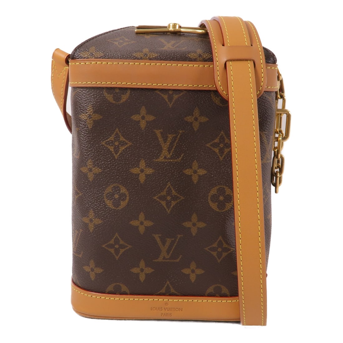 Louis Vuitton Milk Box Monogram Shoulder Bag M44877 Brown: Louis Vuitton Milk Box Monogram Shoulder Bag M44877 Brown A Louis Vuitton Milk Box shoulder bag in Brown Monogram and PVC coated canvas, model M44877. It features a shoulder strap with an adjustable l