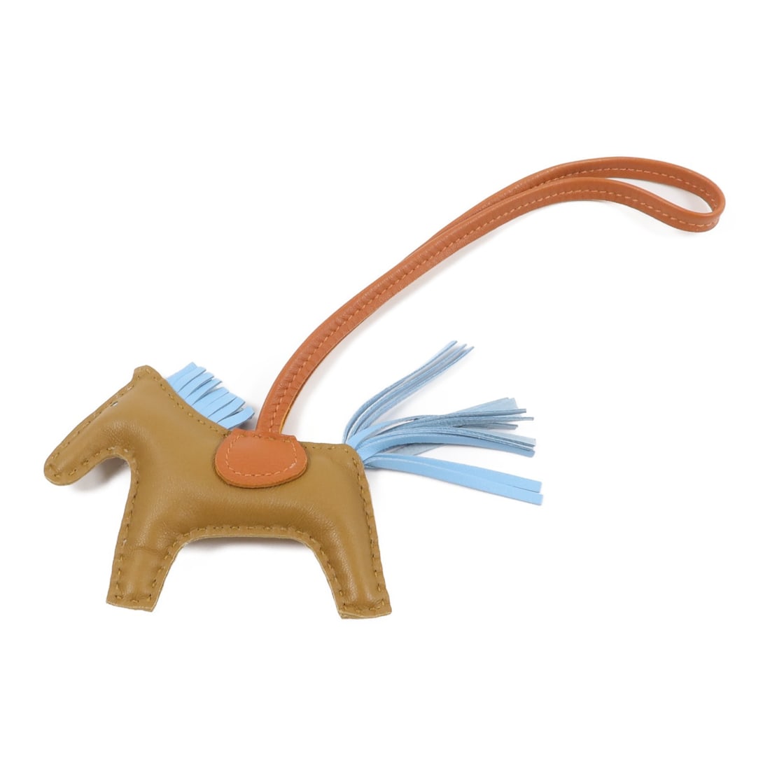 Hermes Rodeo PM Milo Lambskin Bag Charm Kraft Celeste Gold (1 of 7)