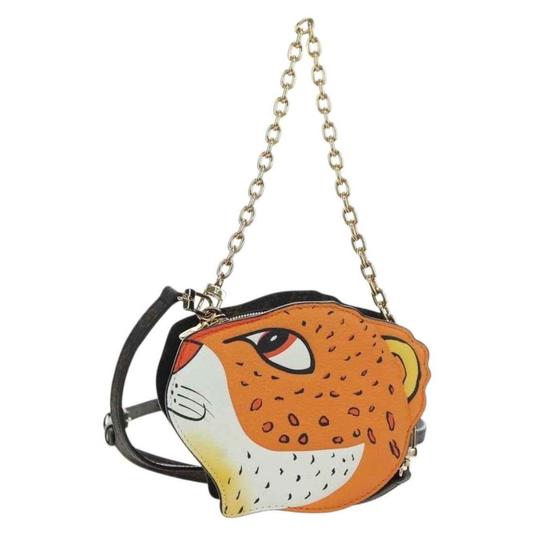Louis Vuitton Sun Yitian Wallet on Chain Monogram Canvas Shoulder Bag: Louis Vuitton Sun Yitian Wallet on Chain Monogram Canvas Shoulder Bag A Louis Vuitton Wallet On Chain in orange Monogram Canvas, presented in a leopard-themed Sun Yitian style. This shoulder bag comes