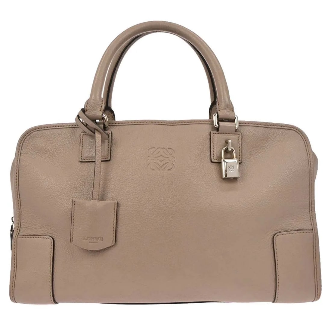 Beige Leather Loewe Amazona Handbag 36cm by 23cm by 16cm: Beige Leather Loewe Amazona Handbag 36cm by 23cm by 16cm This Loewe Amazona bag is crafted from beige leather and designed for women. It features a spacious interior suitable for everyday use. The bag