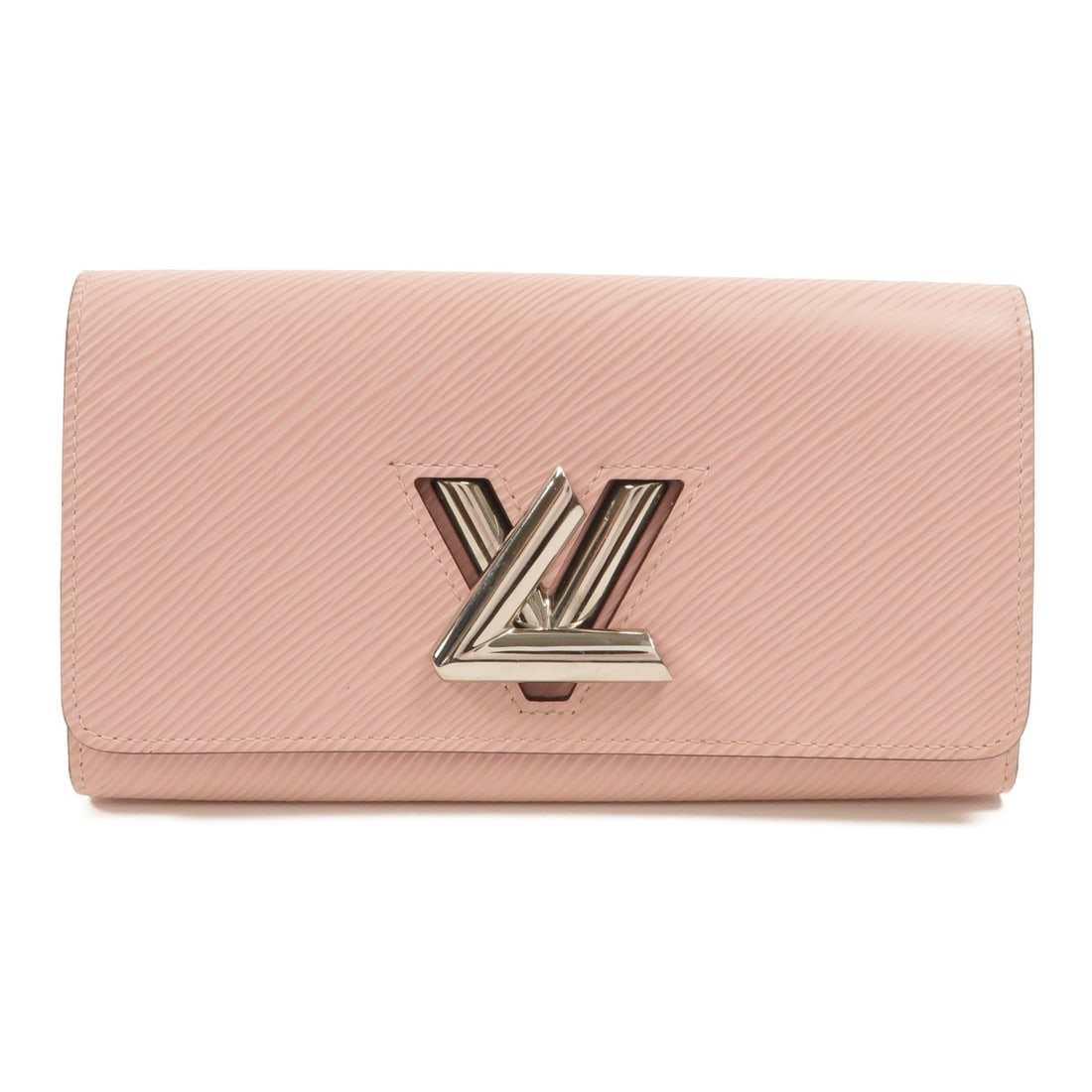 Louis Vuitton Twist Wallet M61178 Pink Epi Calfskin Silver Tone: Louis Vuitton Twist Wallet M61178 Pink Epi Calfskin Silver Tone Louis Vuitton Twist Wallet in pink Epi leather with calfskin trim. This wallet features a turn lock closure, 12 card slots, and one coin