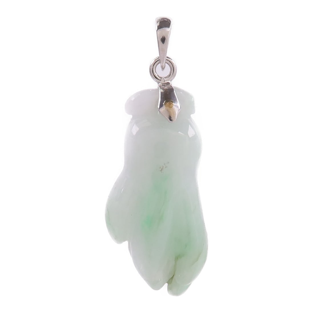 JEWELRY Jade Pendant in 18K White Gold Green Womens: JEWELRY Jade Pendant in 18K White Gold Green Womens A women's pendant top featuring jade set in 18K white gold (K18WG). The piece is green in color and comes in a regular size. Condition is listed as 