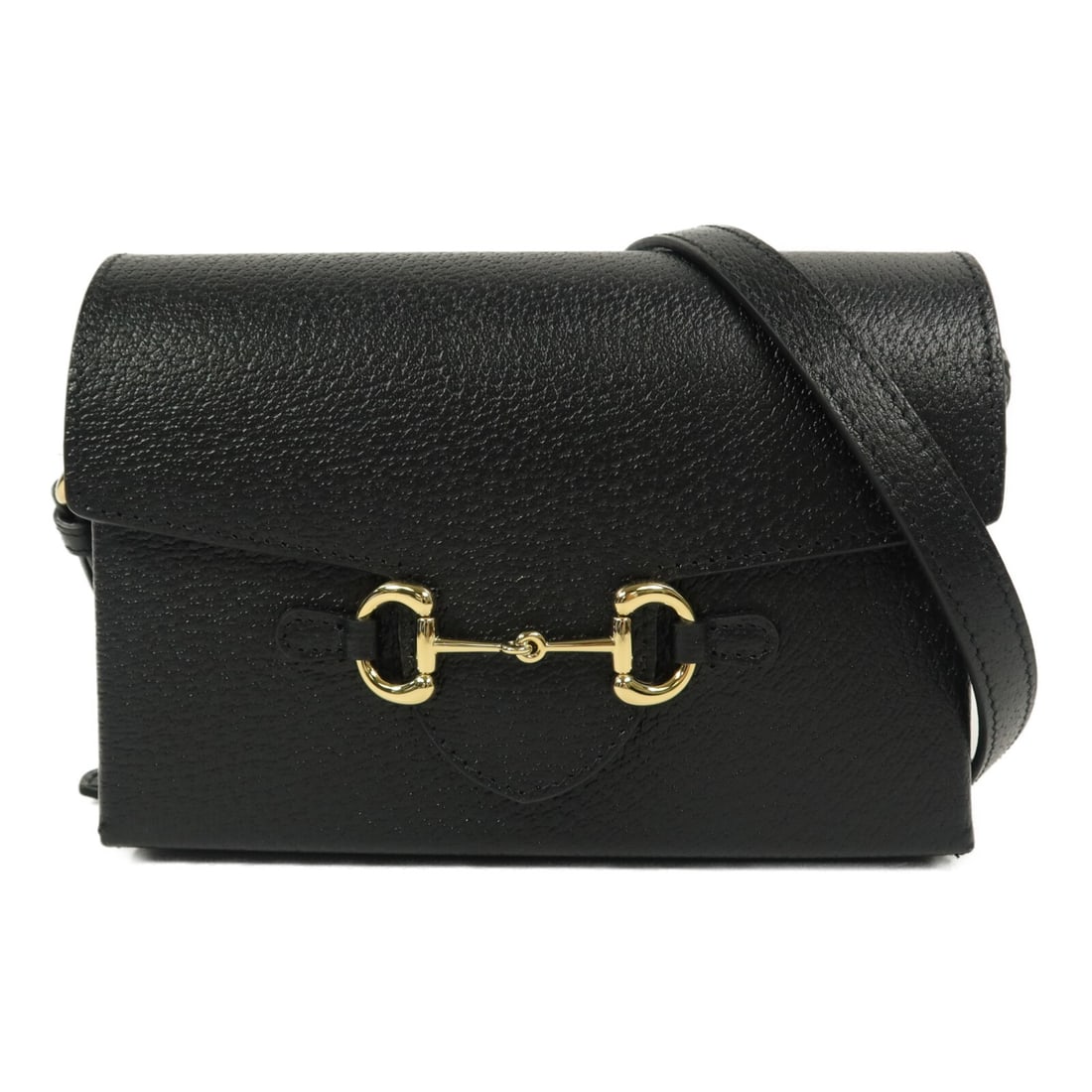 Gucci Horsebit 1955 Black Calfskin Shoulder Bag Model 732314: Gucci Horsebit 1955 Black Calfskin Shoulder Bag Model 732314 Gucci Horsebit 1955 Shoulder Bag in black calfskin leather, designed for women. This shoulder bag features a flap closure, an interior card