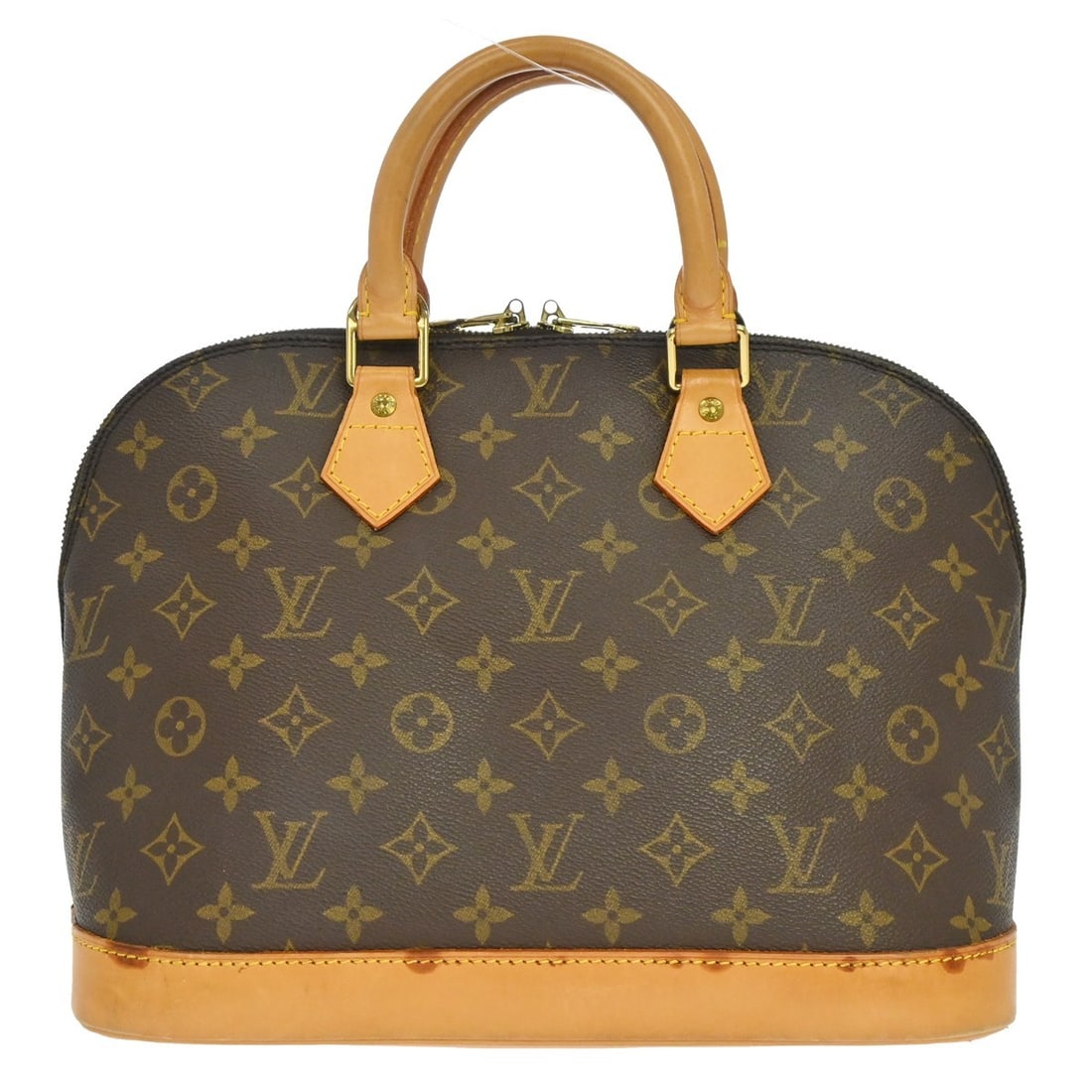 Louis Vuitton Alma PM Monogram Canvas Handbag M53151: Louis Vuitton Alma PM Monogram Canvas Handbag M53151 Vintage Louis Vuitton Alma PM handbag in Monogram canvas with leather trim and double handles. This zip-top handbag features a brown exterior with 
