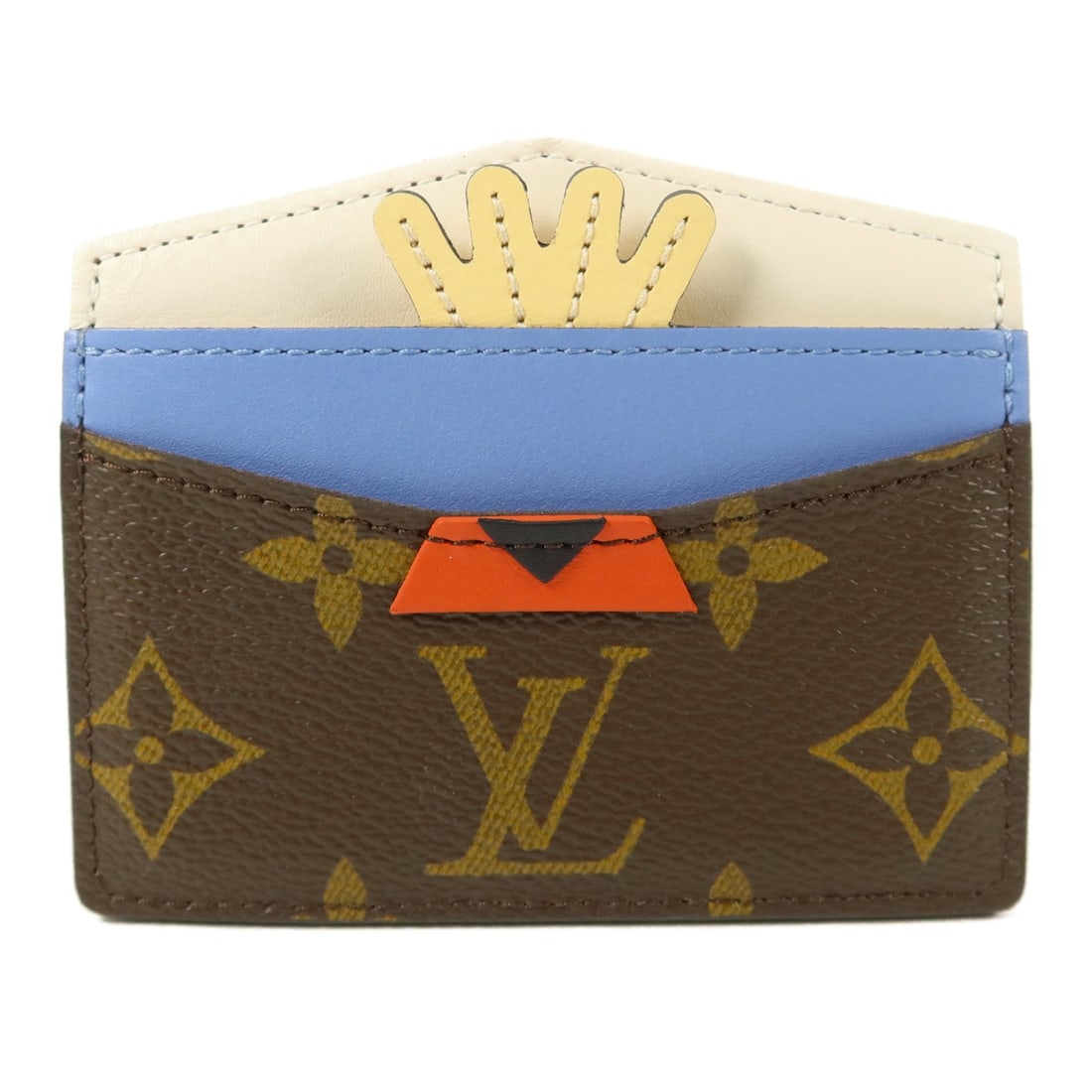 Louis Vuitton M60786 Monogram Card Case LV Tribal Mask Brown Blue White: Louis Vuitton M60786 Monogram Card Case LV Tribal Mask Brown Blue White Louis Vuitton LV Tribal Mask Card Holder M60786 in Monogram Brown/Blue/White. This card case is made from PVC coated canvas with