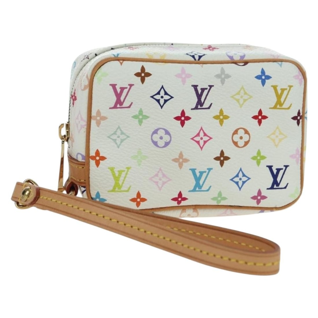 Louis Vuitton M58033 Monogram Multicolor Canvas White Pouch: Louis Vuitton M58033 Monogram Multicolor Canvas White Pouch Louis Vuitton Monogram Multicolor Trousse Wapity pouch in white Monogram Multicolor Canvas, made in France. This pouch comes with a dust bag